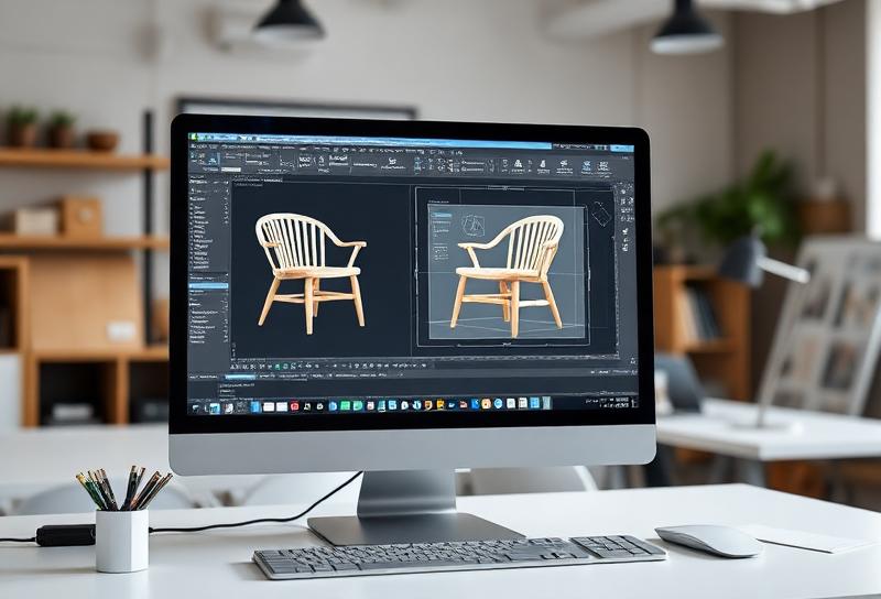 CAD furniture design and 3D modeling workstation at Vietnam Maker design studio